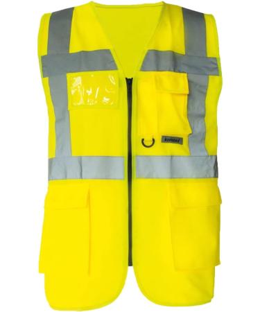 Safety Vest for Dog Owners - Funny 'DIE mit dem Hund gehen' Motif - Yellow 5XL - Buy Online on GoSupps.com