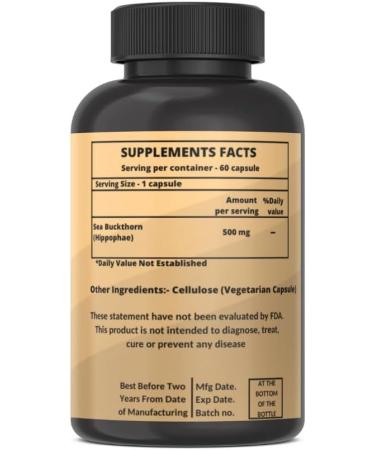 Sea Buckthorn 500mg 120 Capsules 120 Count (Pack of 1) - Buy Online on GoSupps.com