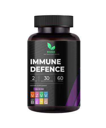 Mishas Nutraceuticals 8-in-1 Immune Support Supplement with Echinacea, Vitamin C, Zinc 50mg, Vitamin D 5000 IU, Turmeric Curcumin, Ginger, B6, and Elderberry 60 Capsules