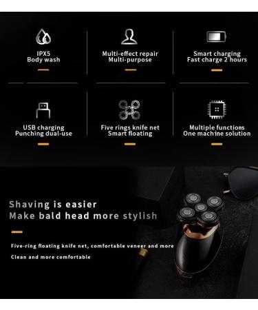 Buy Electric Razor for Men - 5 in 1 Shaver with Floating Heads Hair Clipper Nose & Ear Trimmer | USB Rechargeable & Facial Cleaning Brush - Buy Online on GoSupps.com