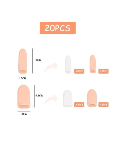 CQQNIU 20 Piece Silicone Finger Sleeves for Hand Eczema & Arthritis Relief - Breathable, Perforated Design in White Skin Tone - 16 Long & 4 Short Sleeves - Buy Online on GoSupps.com