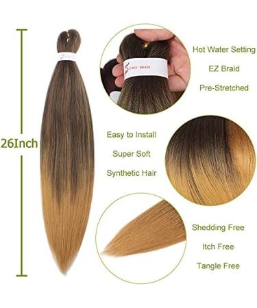 Leeven 26 Inch Pre Stretched Braiding Hair 8 Packs Yaki Braiding Hair Extensions for Box Braids Ombre Crochet Braids Hot Water Setting Pre Stretched Braiding Hair Extensions EZ Braids 1B/30/27# 26 Inch (Pack of 8) 1B/30/27# - Buy Online on GoSupps.com