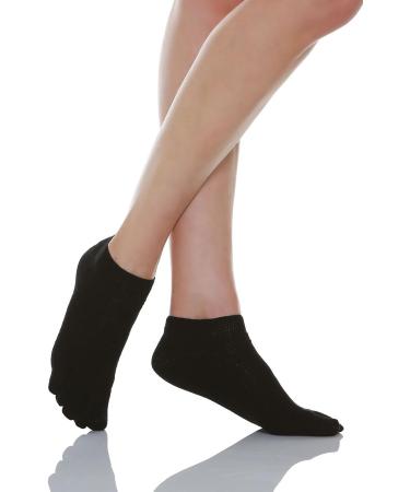 RELAXSAN 650CS Diabetic No Show Socks - Unisex Five Fingers Low Cut Socks for Sensitive Feet - Cotton and Silver Blend - Black - Buy Online on GoSupps.com