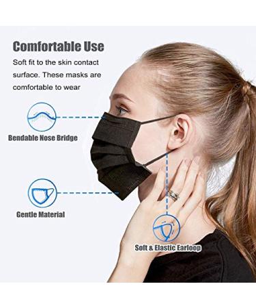 Disposable Black Face Masks - 50 Pcs 3-Ply Protection | Premium Quality - Buy Online on GoSupps.com
