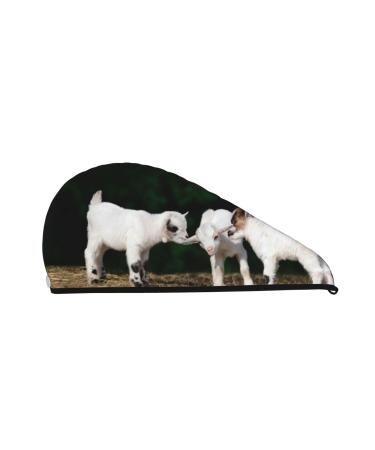 Cute Goat Baby Microfiber Hair Towel Soft Super Absorbent Hair Towel Wrap for Women Coral Velvet Quick Dry Hair Cap for Long Curly and Thick Hair