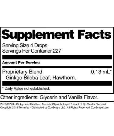 Ginkgo and Hawthorn Formula Glycerite Liquid Extract (1:5) - Vanilla Flavored (1 oz ZIN: 523743) - Buy Online on GoSupps.com