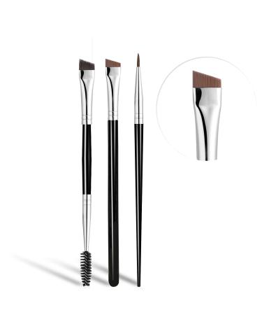 ELESDA Eyeliner Brush, Angled Eyebrow Eyeliner Brush 3PCS Slanted Flat Thin Eyeliner Brushes Fine Point Ultra Thin Eyebrow Brush Make Up Brush for Eye Brow Eye Liner Brushes Fine Point