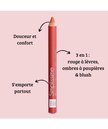 Multi-Use Pencil - Miss Den - Simplissime - 3-in-1 Lipstick Blush Eyeshadow - Shade 735 Bois de Rose - Buy Online on GoSupps.com