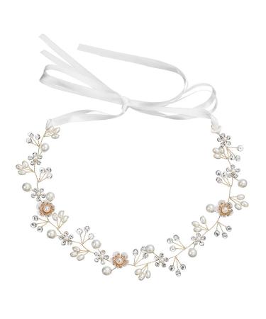 Bridal Hair Vines Crystal Pearls Flower Wedding Hair Accessories Evening Party Tiara Headpiece For Bridesmaid and Flower Girls