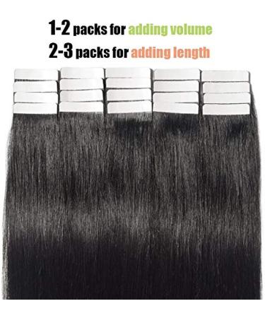 Elailite 20pcs Tape In Extensions - Real Remy Human Hair 60cm 50g Invisible Hair Extensions #01 Pechschwarz | Shop Now for International Shipping - Buy Online on GoSupps.com