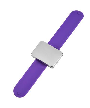 Magnetic Wrist Band Silicone Magnetic Pin Holder Bracelet 4 Color Hairpin Hair Grip Holder for Sewing Quilting Hair Bobby Pins Sewing Needles - Hair Clip Holder and Hairdressing Accessory (Purple)
