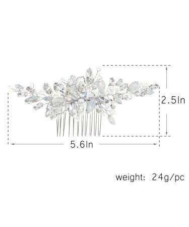 Yean Silver Rhinestone Opal Crystal Wedding Hair Comb - Bridal Hair Clip for Brides & Bridesmaids - Buy Online on GoSupps.com