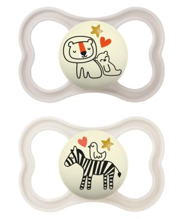 Mam pacifier with a ventilated shield lights up in the dark from 16 months extra thin and flexible sucker made of silicone easy to accept with self -sterilizing box supreme neutral matt 2