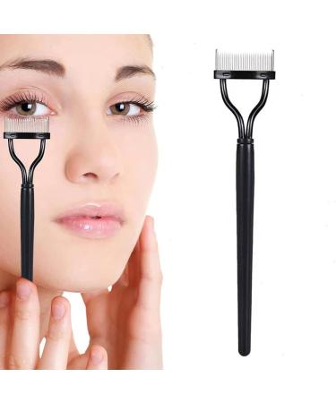 Eyelash Comb Eyelash Separator Tool Mascara Applicator Eyelash Definer With Comb Cover Eyebrow Eyelash Brush Metal Teeth Lash Comb for Girls and Women #black