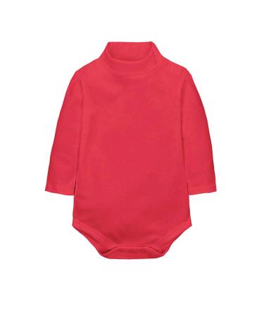 CuteOn Baby Boys Girls Solid Color Basic Turtleneck Cotton Bodysuit Jumpsuit Red 9 Months 9 Months Red