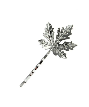 Maple leaf maple hair clip gold and silver hair accessory hair clip headpiece Ha6263 (silver)