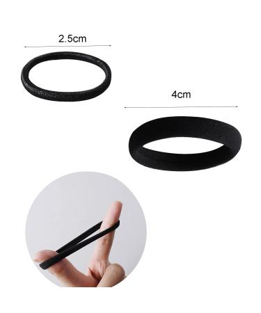 150 Metal-Free & Cotton Hair Ties - Black 2.5cm & 4cm for Women Men & Children | International Shipping - Buy Online on GoSupps.com