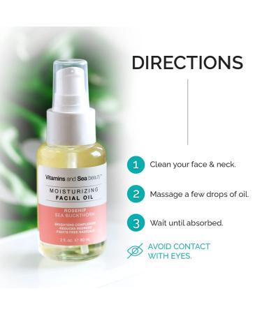 Sea Beauty Face Oil Moisturizer with Rosehip & Sea Buckthorn - 2 Fl Oz (Pack of 1) - Buy Online on GoSupps.com