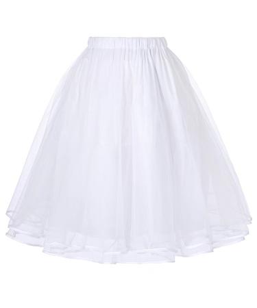 Belle Poque Women's Petticoat Crinoline 50's Christmas Tutu Underskirts (3 Layers) Small White 229-2