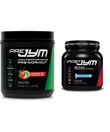 JYM Supplement Science PRE JYM 30 Servings - Strawberry Kiwi & Post-Workout with BCAA's, Glutamine, Creatine HCL, Beta-Alanine and More, Blue Arctic Freeze, 30 Servings, 22 Oz