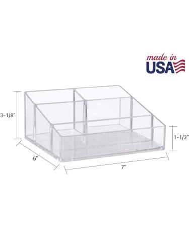 STORi Clear Plastic Vanity Makeup Organizer - 4-Compartment Holder | Compact Design for Beauty Supplies | Made in USA - Buy Online on GoSupps.com