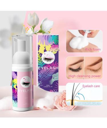 Buqikma Lash Cleaning Kit - 60ML Eyelash Extension Cleanser with Mini Fan Brushes & Separator | Ideal Lash Wash for Women - Buy Online on GoSupps.com