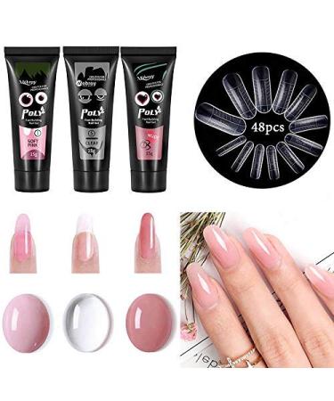 Anself Poly Gel Nail Kit - Fast Building 3 Colors Nail Gel with 48Pcs Nail Molds - Buy Online on GoSupps.com