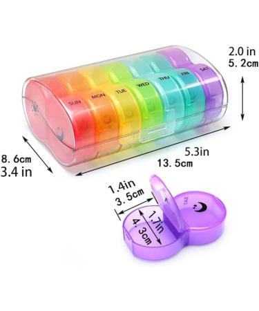 Weekly AM/PM Pill Box - Daily Organizer for Fish Oil Vitamins & Supplements | BPA-Free Dust-Proof | Colorful Rainbow Design - Buy Online on GoSupps.com