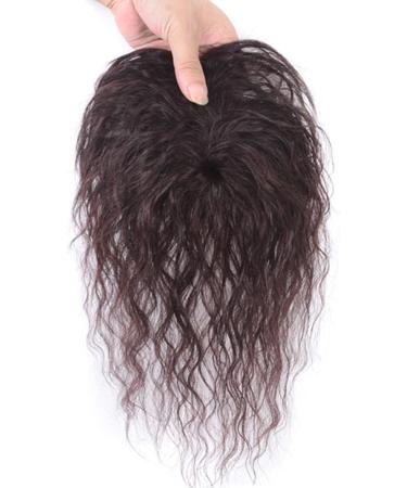 10inch Real Human Hair Topper 8x12cm Rose Base Loose Curly Clip in Hairpiece for Women Cover Thin Hair (Brown) - Buy Online on GoSupps.com