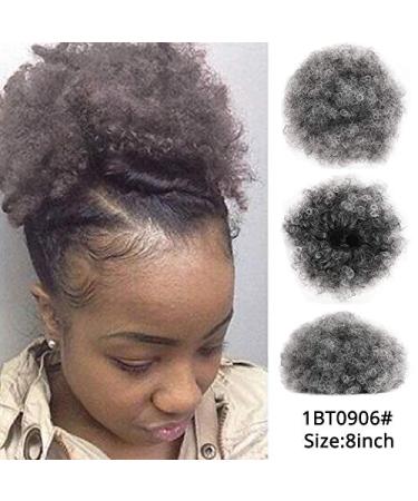 Natural Clip-In Afro Hair Bun - Jet Black & Purple Blue Synthetic Kinky Curly Puff Ponytail Extension for Women - 8 Inches - Buy Online on GoSupps.com