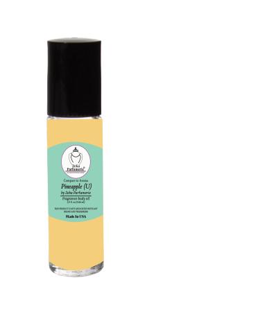 ZEKA PARFUMERIE Pineapple Perfume Oil | Fruity Long-Lasting Unisex Fragrance Body Oil | Alcohol-Free Roll-On | 1/3 Fl Oz (9.86 mL) Made in USA