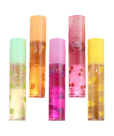 5pcs Fruit Lip Balm Fruit-flavored Lip Pomade Moisturizing Lipsticks Kids Suit Case Lip Plumper Lip Gloss Lasting Water Gloss Lip Enhancer Fruit-flavored Lip Gloss Make up Ball Set