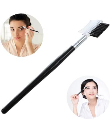 Eyebrow Eyelash Brush Dual Comb Eyebrow Brush Beauty Makeup Tool with Wooden Handle Black Eyebrow brush - Buy Online on GoSupps.com