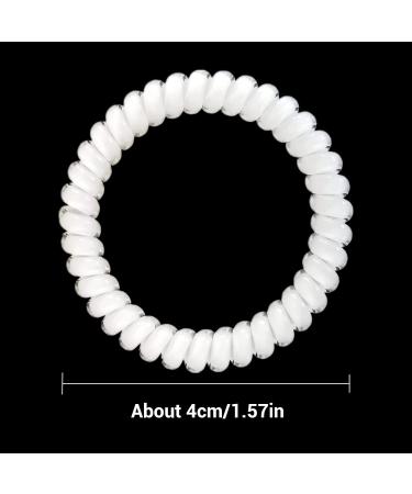 15 Pack White Spiral Hair Ties | Small No Crease Hair Coils | Telephone Cord Plastic Elastic Bands - Buy Online on GoSupps.com