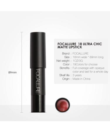FOCALLURE Ultra Chic Matte Lipstick - Long Lasting, Waterproof Lip Crayon with Vitamin E - DARE YOU - Buy Online on GoSupps.com
