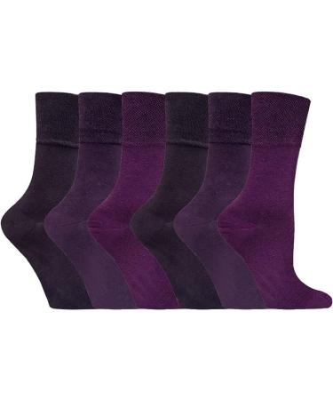 ZRWASKA Diabetic Socks For Women Wide Honey Comb top soft cuff Ankle Oedema friendly Non-Elastic Grip for Swollen feet Leg Non-Binding Circulatory Neuropathy Socks 4-8 (Pack 6) 4-8 Purple (6 Pairs)