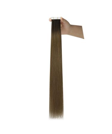 Youngsee Real Hair Tape Extensions - 45cm Darker Brown Ombre Virgin Skin Weft - 5pcs 12.5g #R3/8 - Buy Online on GoSupps.com