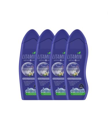 4 Pack Litamin evening symphony fragrance foam bath (4 x 750ml)- with lavender & vanilla essence cleans gently and does not contain any microplastic particles is paraben and silicone-free