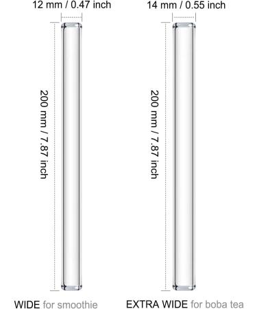 NAFENDER Boba Straw Glass Smoothie Straw Reusable Drinking Straw Clear 2 Extra Wide Boba Straws and 2 Wide Smoothie Straws with Brush - Buy Online on GoSupps.com