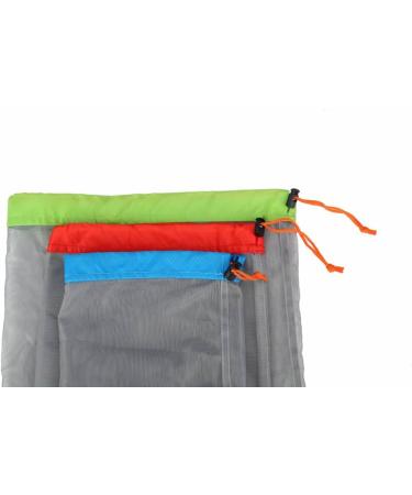 Stuff Sack Set of 3 Lightweight Nylon Mesh Drawstring Storage Bag for Travelling Hiking - Buy Online on GoSupps.com