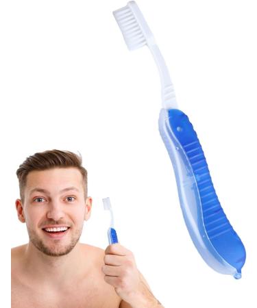 Blue Travel Toothbrush - Foldable Soft Bristles for Camping & Trips | Ergonomic Design | Compact & Portable Toothbrush 18.3cm - Buy Online on GoSupps.com