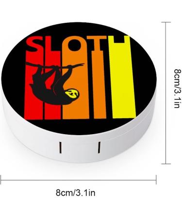 Vintage Retro Sloth Round Case For Contact Lens Kit Storage Box with Mirror Printed - Buy Online on GoSupps.com