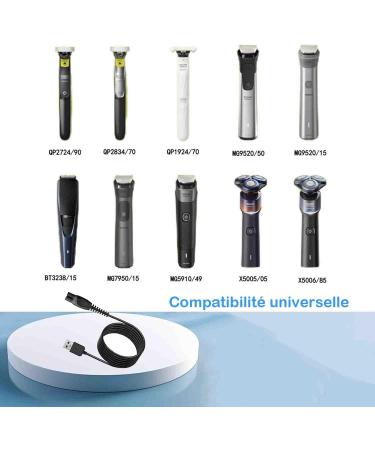 5V Tondeuse Chargeur pour Philips Rasoir OneBlade QP2724 QP2734 QP2824 QP2834 QP1924 MG5910 MG7910 S7887 S5880 PQ888 PQ889 Cordon de Chargeur avec 1.5m C ble de Charge USB - Buy Online on GoSupps.com