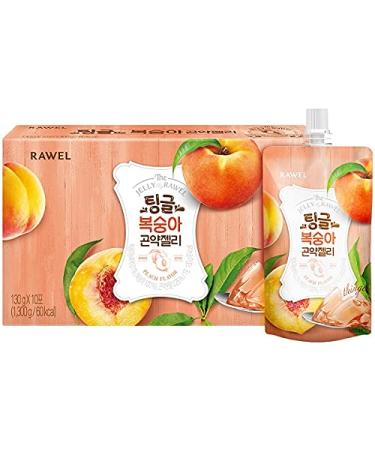 RAWEL Thingle Delicous Konjac Jelly 1box (130ml x 10packs) / 6 Calories per Pouch/Sugar Free/Low Calories/Fruit Flavor Jelly with Low carb/Drinkable Zero Sugar Jelly Dessert (Peach) 2.86 Pound (Pack of 1)