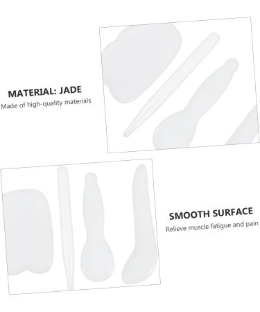 4 Pieces Healeeved Jade Gua Sha Massage Tools for Full Body & Facial Scraping - White 9x5cm - Buy Online on GoSupps.com