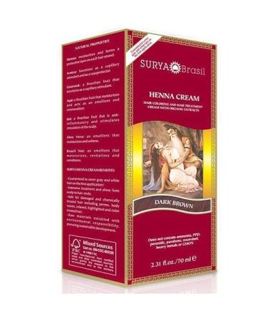 Surya Brazil. Henna Dark Brown Cream 2.31 Oz. (2 Pack) Brown 2.31 Fl Oz (Pack of 2)