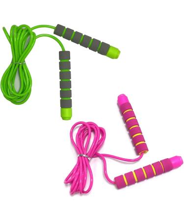 Kids Adjustable Jump Rope with Soft Foam Handles - Fun Outdoor Activity for Boys & Girls - Pink-Green - Buy Online on GoSupps.com