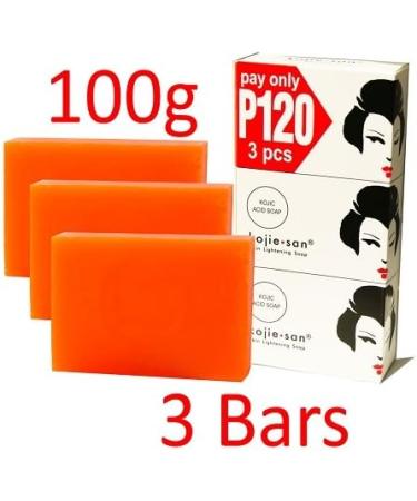  Kojie San Kojie San Skin Brightening Kojic Acid 3 Bars Soap 100g Fades Age Spots Freckles and Other Signs of Sun Damage Heals Acne Spots and Erases Scars and Red Marks - Buy Online on GoSupps.com