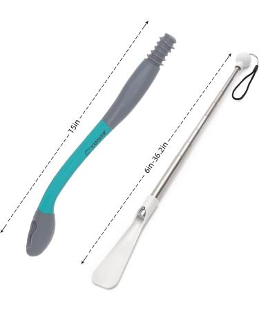 15 Long Reach Comfort Wiper & 36.2 Long Shoe Horn - Toilet Aid Tools for Elderly, Pregnancy - Adjustable Long Handle, No Bending - Buy Online on GoSupps.com