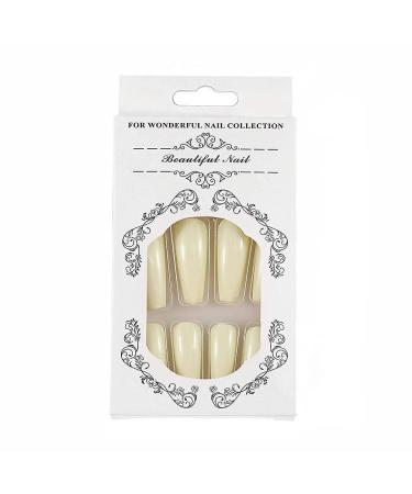 Brishow Long Ballerina Acrylic False Nails - Light Yellow Press-On Nails 24-Piece Set for Women & Girls - Buy Online on GoSupps.com